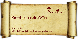 Kordik András névjegykártya