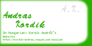 andras kordik business card